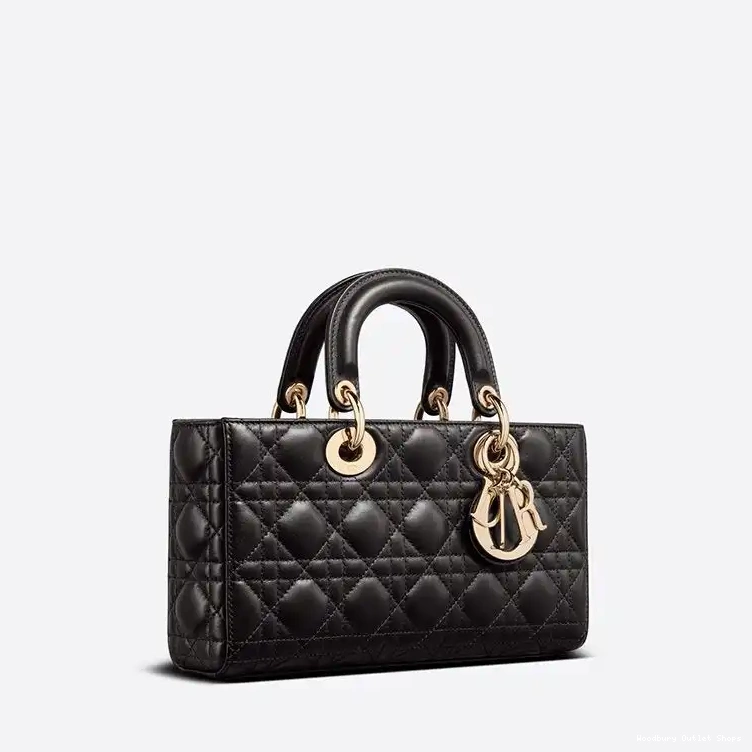 Cheap Medium Bag Black D-Joy Lady Cannage Lambskin 0414 Hot Sale